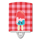 Ice Pop Popcicle Face Gingham Ceramic Night Light Compact, UL-Certified, Ideal for Bedroom, Bathroom, Nursery, Hallway, Kitchen, 6x4x3, Multicolor