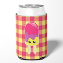 Ice Pop Popcicle Face Gingham Can or Bottle Hugger Cooler Sleeve for Standard 12 oz Cans, Insulated Foam Beer & Soda Can Hugger Reusable