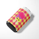 Ice Pop Popcicle Face Gingham Can or Bottle Hugger Cooler Sleeve for Standard 12 oz Cans, Insulated Foam Beer & Soda Can Hugger Reusable