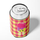 Ice Pop Popcicle Face Gingham Can or Bottle Hugger Cooler Sleeve for Standard 12 oz Cans, Insulated Foam Beer & Soda Can Hugger Reusable