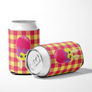 Ice Pop Popcicle Face Gingham Can or Bottle Hugger Cooler Sleeve for Standard 12 oz Cans, Insulated Foam Beer & Soda Can Hugger Reusable