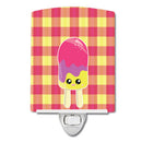 Ice Pop Popcicle Face Gingham Ceramic Night Light Compact, UL-Certified, Ideal for Bedroom, Bathroom, Nursery, Hallway, Kitchen, 6x4x3, Multicolor