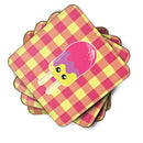 Ice Pop Popcicle Face Gingham Foam Coasters Set of 4 Cup Coasters for Indoor Outdoor, Tabletop Protection, Anti Slip, Mouse pad Material