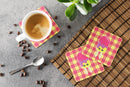 Ice Pop Popcicle Face Gingham Foam Coasters Set of 4 Cup Coasters for Indoor Outdoor, Tabletop Protection, Anti Slip, Mouse pad Material