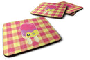 Ice Pop Popcicle Face Gingham Foam Coasters Set of 4 Cup Coasters for Indoor Outdoor, Tabletop Protection, Anti Slip, Mouse pad Material