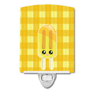 Ice Pop Popcicle Face Gingham Yellow Ceramic Night Light Compact, UL-Certified, Ideal for Bedroom, Bathroom, Nursery, Hallway, Kitchen, 6x4x3, Multicolor