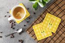 Ice Pop Popcicle Face Gingham Yellow Foam Coasters Set of 4 Cup Coasters for Indoor Outdoor, Tabletop Protection, Anti Slip, Mouse pad Material
