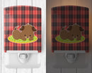 Puppy on Black Red Gingham Ceramic Night Light Compact, UL-Certified, Ideal for Bedroom, Bathroom, Nursery, Hallway, Kitchen, 6x4x3, Multicolor