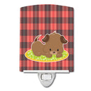 Puppy on Black Red Gingham Ceramic Night Light Compact, UL-Certified, Ideal for Bedroom, Bathroom, Nursery, Hallway, Kitchen, 6x4x3, Multicolor