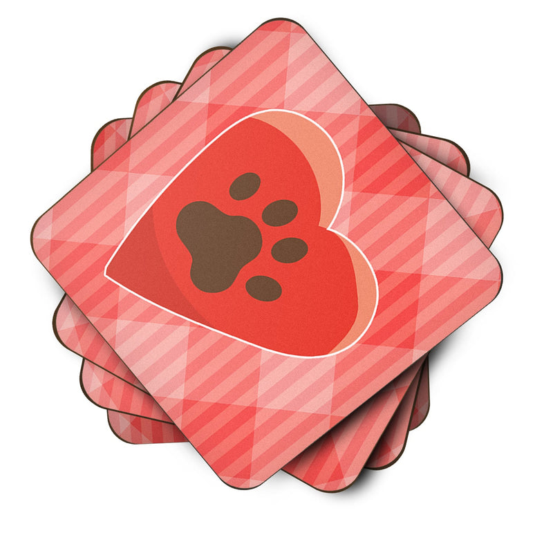 Puppy Pawprint Heart Foam Coaster Set of 4 BB7073FC