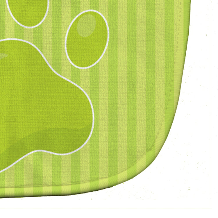 Puppy Pawprint Green Stripes Baby Bib BB7074BIB