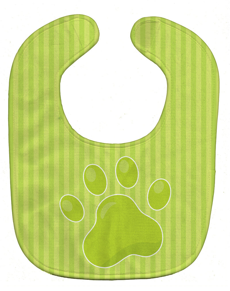 Puppy Pawprint Green Stripes Baby Bib BB7074BIB