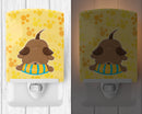 Puppy on Yellow Pawprints Ceramic Night Light Compact, UL-Certified, Ideal for Bedroom, Bathroom, Nursery, Hallway, Kitchen, 6x4x3, Multicolor