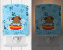 Puppy taking a bath Ceramic Night Light Compact, UL-Certified, Ideal for Bedroom, Bathroom, Nursery, Hallway, Kitchen, 6x4x3, Multicolor