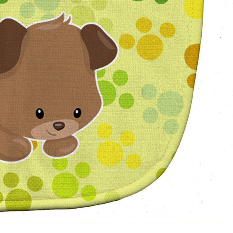 Puppy on Green Pawprints Baby Bib BB7078BIB