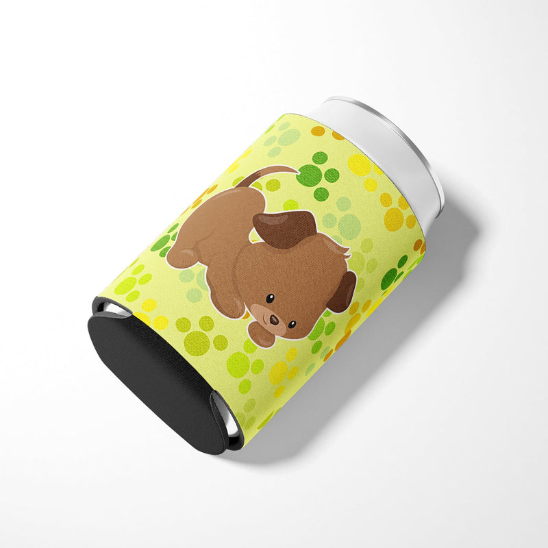 Puppy on Green Pawprints Can or Bottle Hugger BB7078CC