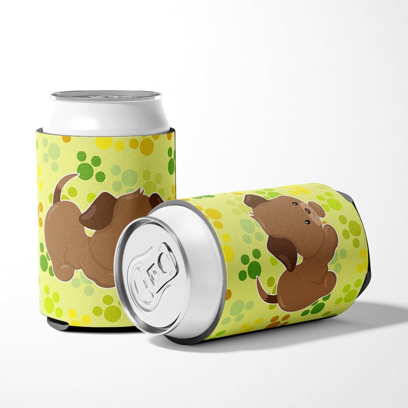 Puppy on Green Pawprints Can or Bottle Hugger BB7078CC