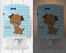 Puppy on Blue Bones Ceramic Night Light Compact, UL-Certified, Ideal for Bedroom, Bathroom, Nursery, Hallway, Kitchen, 6x4x3, Multicolor