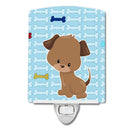 Puppy on Blue Bones Ceramic Night Light Compact, UL-Certified, Ideal for Bedroom, Bathroom, Nursery, Hallway, Kitchen, 6x4x3, Multicolor