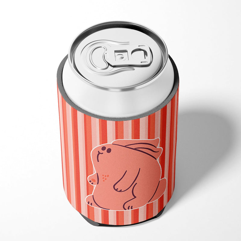 Rabbit on Pink Stripes Can or Bottle Hugger BB7080CC