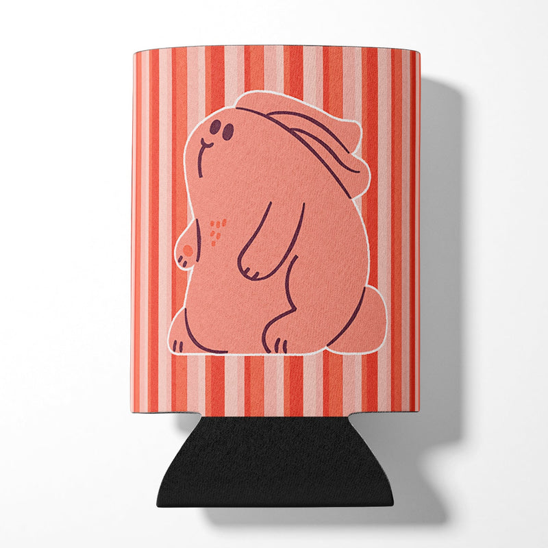 Rabbit on Pink Stripes Can or Bottle Hugger BB7080CC