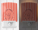 Rabbit on Pink Stripes Ceramic Night Light Compact, UL-Certified, Ideal for Bedroom, Bathroom, Nursery, Hallway, Kitchen, 6x4x3, Multicolor