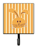 Rabbit on Stripes Leash or Key Holder Wall Hooks, Key Hooks Holder, Coat Rack Wall Mount, Coat Hooks, Hooks for Hanging Keys, Towels, Aprons, Leashes