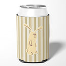 Rabbit on Stripes Can or Bottle Hugger Cooler Sleeve for Standard 12 oz Cans, Insulated Foam Beer & Soda Can Hugger Reusable