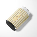 Rabbit on Stripes Can or Bottle Hugger Cooler Sleeve for Standard 12 oz Cans, Insulated Foam Beer & Soda Can Hugger Reusable