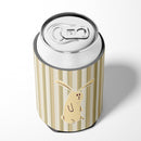 Rabbit on Stripes Can or Bottle Hugger Cooler Sleeve for Standard 12 oz Cans, Insulated Foam Beer & Soda Can Hugger Reusable