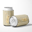Rabbit on Stripes Can or Bottle Hugger Cooler Sleeve for Standard 12 oz Cans, Insulated Foam Beer & Soda Can Hugger Reusable