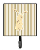 Rabbit on Stripes Leash or Key Holder Wall Hooks, Key Hooks Holder, Coat Rack Wall Mount, Coat Hooks, Hooks for Hanging Keys, Towels, Aprons, Leashes