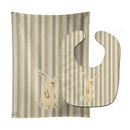 Rabbit on Stripes Baby Bib & Burp Cloth Easy-Clean Baby Bib Baby Feeding Accessory Baby Mealtime Essential
