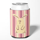 Rabbit on Stripes Can or Bottle Hugger Cooler Sleeve for Standard 12 oz Cans, Insulated Foam Beer & Soda Can Hugger Reusable