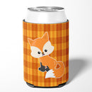 Baby Fox Gingham Can or Bottle Hugger Cooler Sleeve for Standard 12 oz Cans, Insulated Foam Beer & Soda Can Hugger Reusable