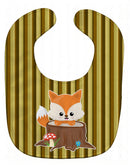 Baby Fox Tree Stripes Baby Bib Easy-Clean Baby Bib Baby Feeding Accessory Baby Mealtime Essential, 10 x 13, Multicolor