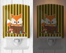 Baby Fox Tree Stripes Ceramic Night Light Compact, UL-Certified, Ideal for Bedroom, Bathroom, Nursery, Hallway, Kitchen, 6x4x3, Multicolor