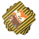 Baby Fox Tree Stripes Foam Coasters Set of 4 Cup Coasters for Indoor Outdoor, Tabletop Protection, Anti Slip, Mouse pad Material