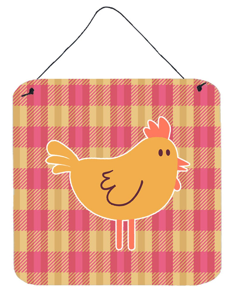 Chicken Hen on Gingham Wall or Door Hanging Prints BB7090DS66