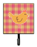Chicken Hen on Gingham Leash or Key Holder Wall Hooks, Key Hooks Holder, Coat Rack Wall Mount, Coat Hooks, Hooks for Hanging Keys, Towels, Aprons, Leashes