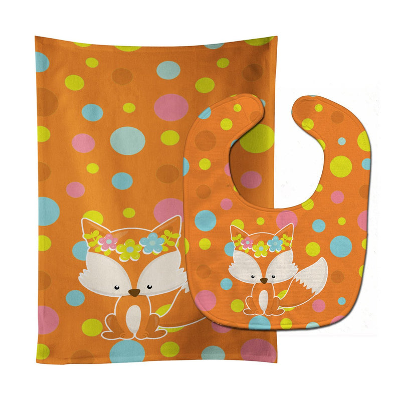 Baby Fox Flowerchild Polkadots Baby Bib & Burp Cloth BB7091STBU