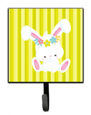 Easter White Rabbit with Flowers Leash or Key Holder Wall Hooks, Key Hooks Holder, Coat Rack Wall Mount, Coat Hooks, Hooks for Hanging Keys, Towels, Aprons, Leashes