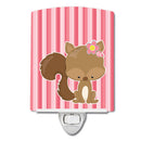 Squirrel with Flowers Ceramic Night Light Compact, UL-Certified, Ideal for Bedroom, Bathroom, Nursery, Hallway, Kitchen, 6x4x3, Multicolor