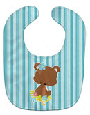 Bear with Flowers Baby Bib Easy-Clean Baby Bib Baby Feeding Accessory Baby Mealtime Essential, 10 x 13, Multicolor
