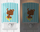 Bear with Flowers Ceramic Night Light Compact, UL-Certified, Ideal for Bedroom, Bathroom, Nursery, Hallway, Kitchen, 6x4x3, Multicolor