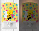 Bee with Flower Ceramic Night Light Compact, UL-Certified, Ideal for Bedroom, Bathroom, Nursery, Hallway, Kitchen, 6x4x3, Multicolor