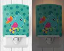 Bird on Teal Polkadots Ceramic Night Light Compact, UL-Certified, Ideal for Bedroom, Bathroom, Nursery, Hallway, Kitchen, 6x4x3, Multicolor