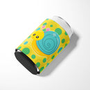 Snail on Polkadots Can or Bottle Hugger Cooler Sleeve for Standard 12 oz Cans, Insulated Foam Beer & Soda Can Hugger Reusable