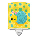 Snail on Polkadots Ceramic Night Light Compact, UL-Certified, Ideal for Bedroom, Bathroom, Nursery, Hallway, Kitchen, 6x4x3, Multicolor