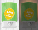 Lemon Life is Good Ceramic Night Light Compact, UL-Certified, Ideal for Bedroom, Bathroom, Nursery, Hallway, Kitchen, 6x4x3, Multicolor